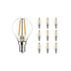 Multipack 10x Noxion Lucent Lustre LED E14 Kogel Filament Helder 2.5W 250lm – Dimbaar - Vervangt 25W