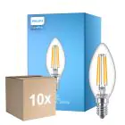Multipack 10x Philips Corepro LED Kaars E14 Filament Helder 6.5W 806lm - 827 Zeer Warm Wit | Vervangt 60W