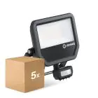Multipack 5x Ledvance LED Floodlight Aluminium Zwart 41W 6000lm 100D - 840 Koel Wit | IP65 - Bewegings- En Lichtsensor - Symmetrisch