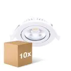 Multipack 10x Noxion LED Kantelbaar Slim Spot Wit Rond 6W 350lm 60D - 920-930 Dim To Warm | 85mm - IP54 - Dimbaar - Beste Kleurweergave