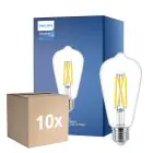Multipack 10x Philips MASTER Value LED Lamp E27 Edison Filament Helder 5.9W 806lm - 922-927 Dim to Warm | Beste Kleurweergave - Vervangt 60W