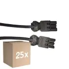 Multipack 25x Noxion GST - Compatibel Verlengkabel Zwart - Mannelijk + Vrouwlijk - 1m - 3 pole 1,5mm2